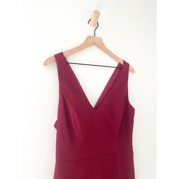 Bella Bridesmaids Maxi Dress Size 12 Regular Red Cabernet Crepe BB116 Wedding - Picture 3 of 14